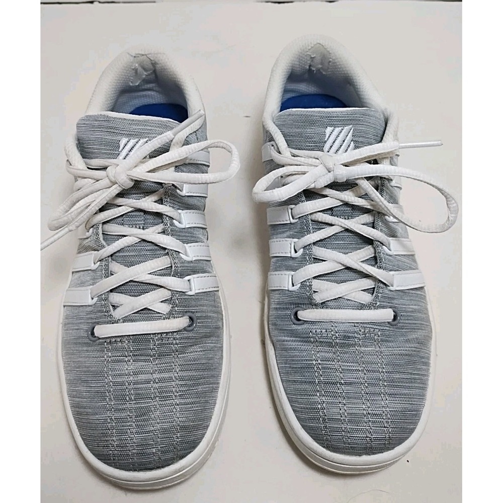 K-Swiss Sneakers Women's 6.5 Gray Canvas Tennis Shoes White Stripes Kswiss - Picture 2 of 13